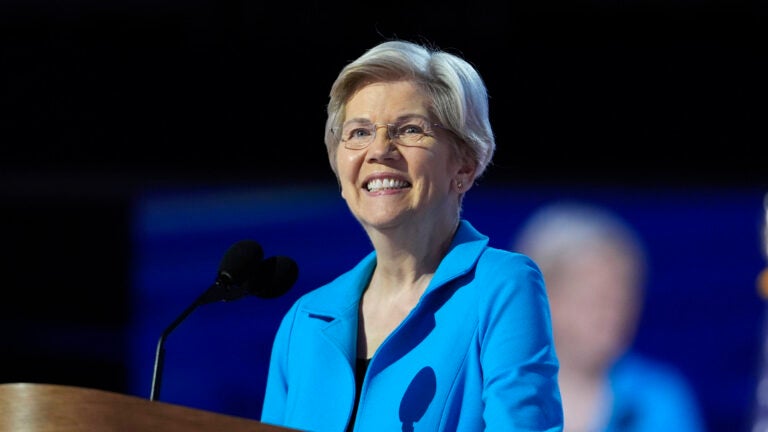 Sen. Elizabeth Warren, D-Mass. helped promote Vice President Kamala Harris's “Fighting for Reproductive Freedom” bus tour on Friday.