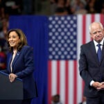 Democratic presidential nominee Vice President Kamala Harris and her running mate Minnesota Gov. Tim Walz speak at a campaign rally in Philadelphia, Tuesday, Aug. 6, 2024.