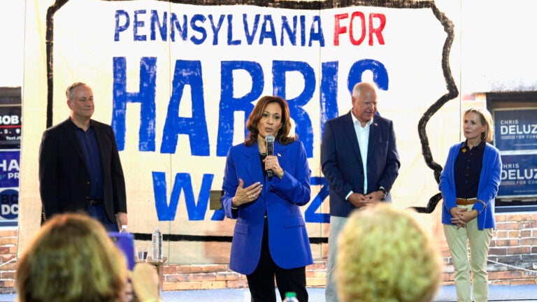 Harris and Walz rally volunteers on Penn bus tour ahead of DNC