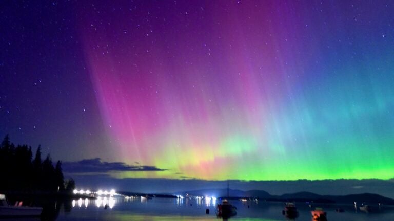 A boat captain from Maine took these photos of the Northern Lights