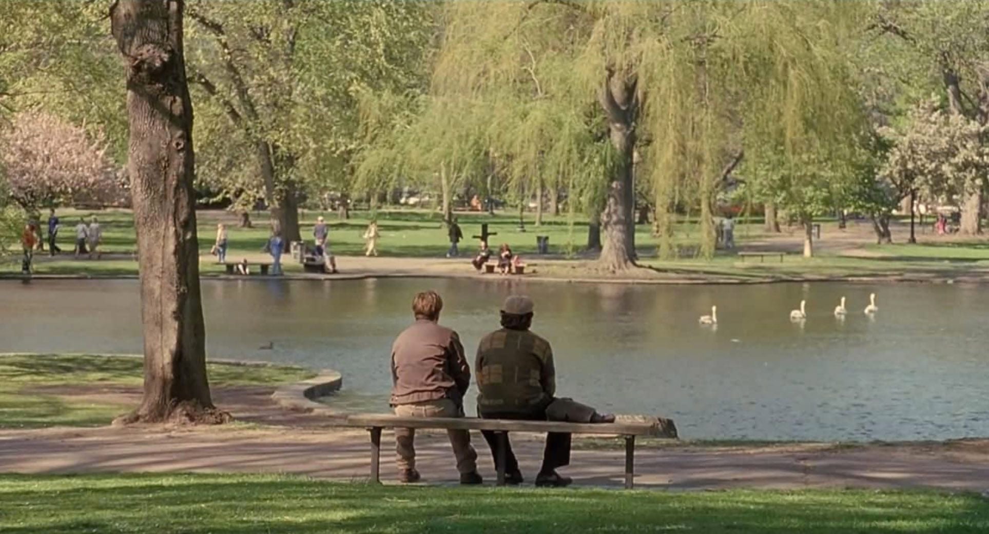 Matt Damon and Robin Williams in "Good Will Hunting."