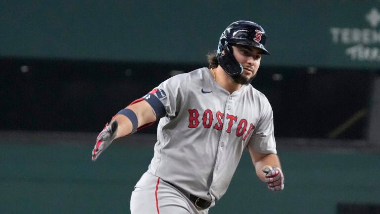 Boston Red Sox's Wilyer Abreu runs the bases after hitting a home run during the sixth inning of a baseball game against the Texas Rangers in Arlington, Texas, Sunday, Aug. 4, 2024.