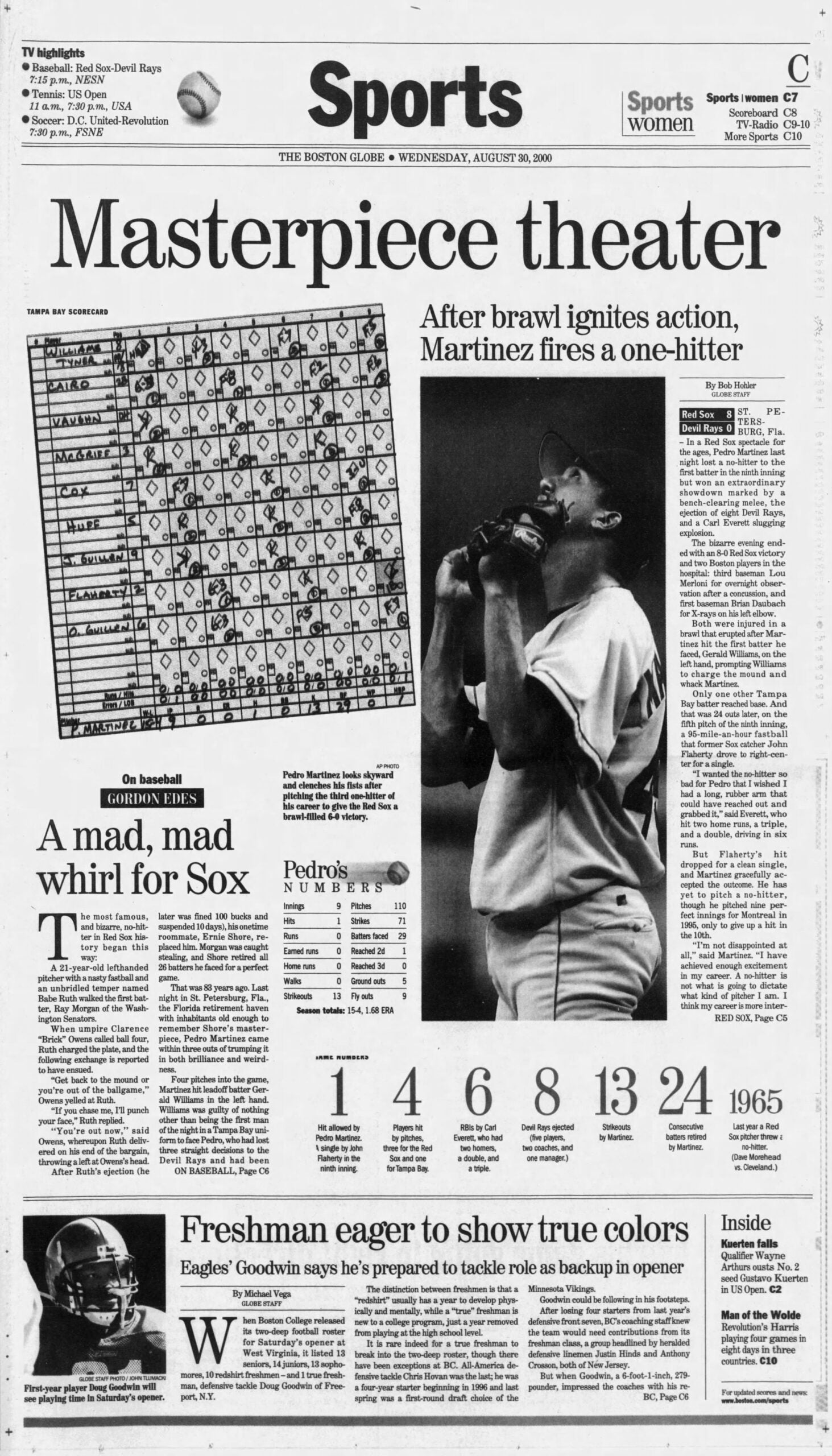 Pedro Martinez Red Sox Devil Rays 2000 Boston Globe