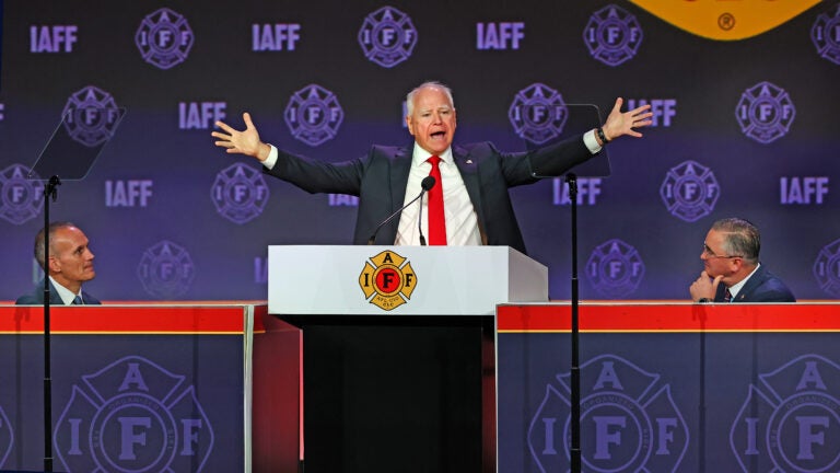 Tim Walz delivered remarks at the International Association of Fire Fighters (IAFF) Convention at the Boston Convention and Exhibition Center.