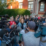 RTA Co-President Jane Chapin speaks with the press before a City Council meeting on Monday, Sept. 9.