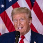 Republican presidential nominee former President Donald Trump speaks during a news conference held at Trump Tower, Friday, Sept., 6, 2024.