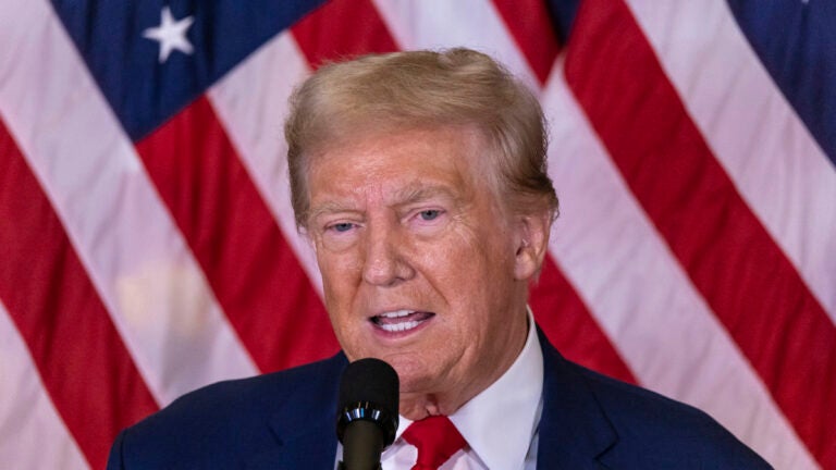 Republican presidential nominee former President Donald Trump speaks during a news conference held at Trump Tower, Friday, Sept., 6, 2024.