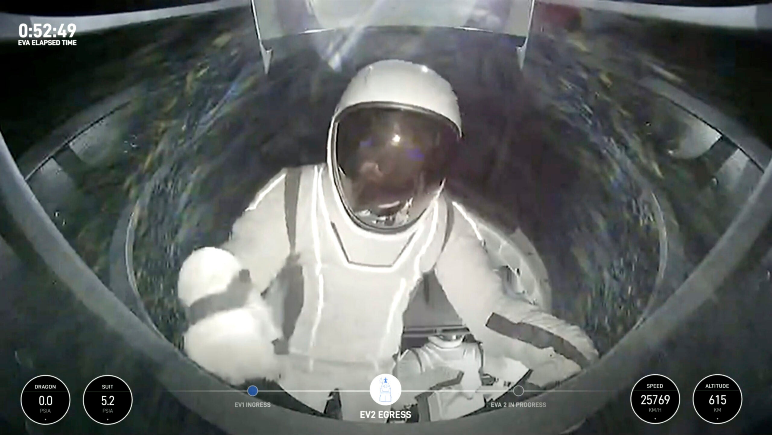 SpaceX engineer Sarah Gillis on her way out of the capsule.
