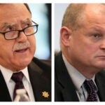 Sagadahoc Country Sheriff Joel Merry and Sgt. Aaron Skolfield.