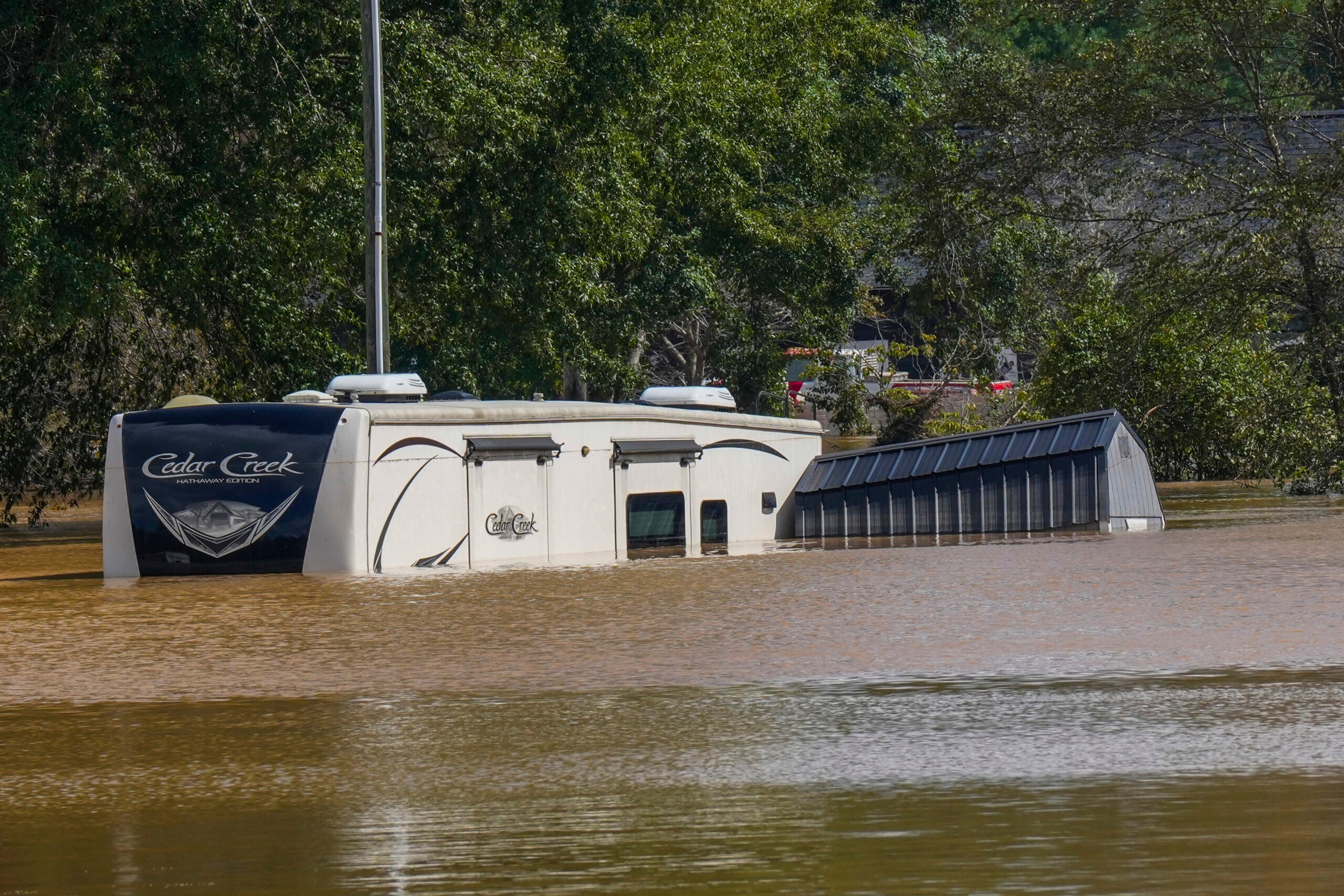 The Riverside RV park was flooded from the overflowing Catawba River after torrential rain from Hurricane Helene.