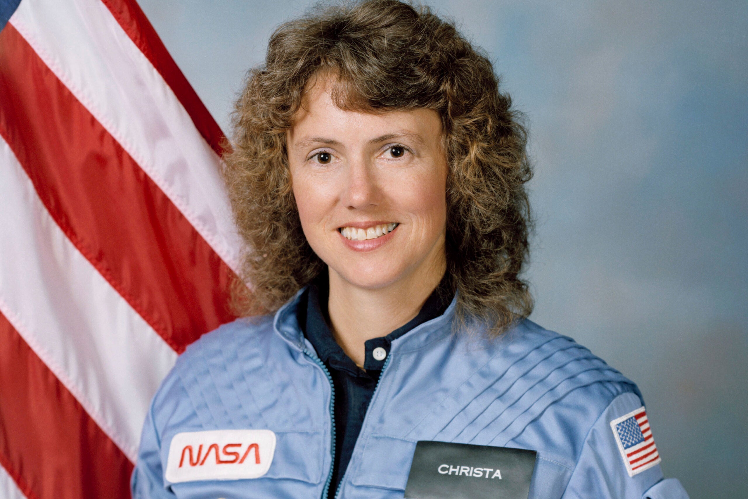 FILE - This Sept. 26, 1985 photo made available by NASA shows astronaut Christa McAuliffe.