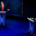 Republican presidential nominee former President Donald Trump and Democratic presidential nominee Vice President Kamala Harris participate during an ABC News presidential debate at the National Constitution Center, Tuesday, Sept.10, 2024, in Philadelphia.