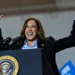 Democratic presidential nominee Vice President Kamala Harris campaigns with President Joe Biden at the IBEW Local Union #5 union hall in Pittsburgh on Labor Day, Monday, Sept. 2, 2024.