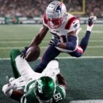 Jonathan Jones #31 of the New England Patriots breaks up a pass in the end zone against Mike Williams #18 of the New York Jets during their game at MetLife Stadium on September 19, 2024 in East Rutherford, New Jersey. (Al Bello/Getty Images)