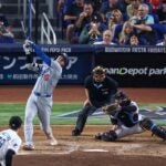 Shohei Ohtani of the Los Angeles Dodgers at bat during the game against Miami Marlins at loanDepot park on September 19, 2024 in Miami, Florida.