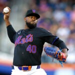 New York Mets pitcher Luis Severino delivers against the Red Sox during the first inning.