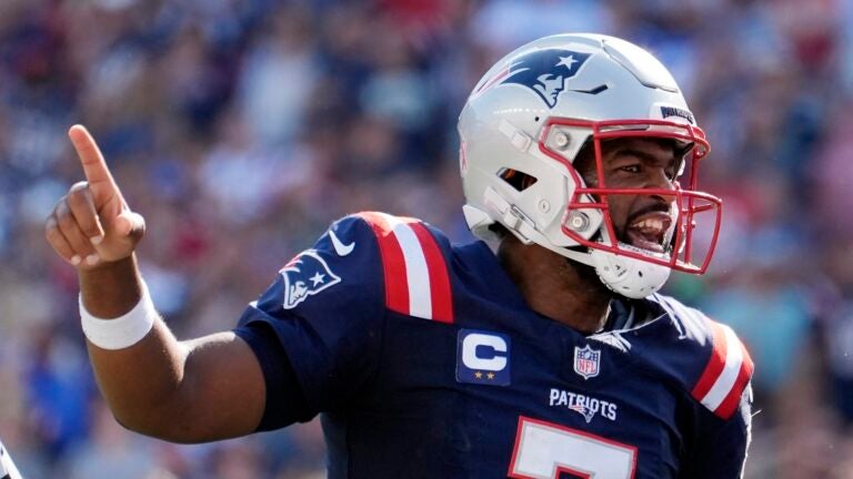 New England Patriots quarterback Jacoby Brissett in the second half of an NFL football game, Sunday, Sept. 15, 2024, in Foxborough, Mass.