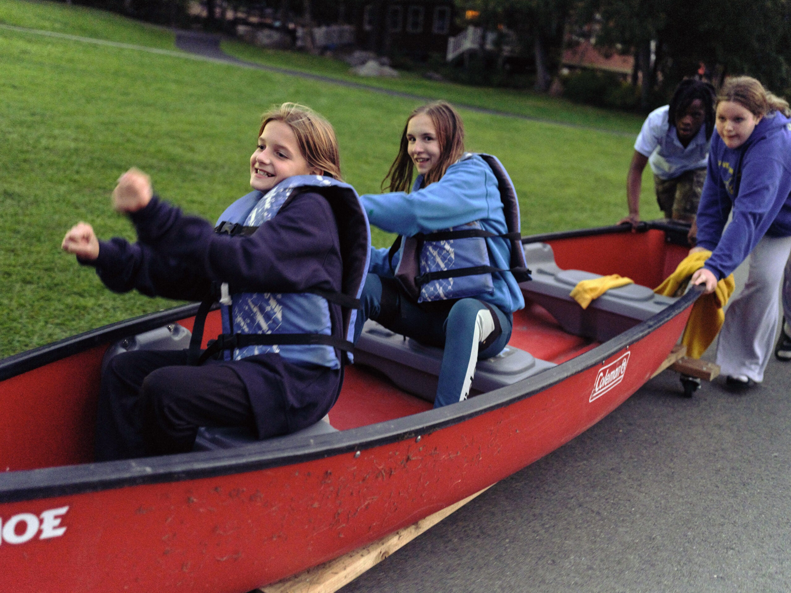 Children during an event called The Amazing Race at Pine Creek Camp's Dirigo Experience. 