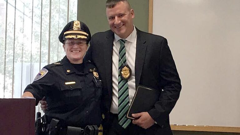 Matthew Farwell and Stoughton police Chief Donna McNamara from 2017. (Facebook)