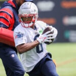 New England Patriots Wide Receiver #6 Javon Baker (cq) at Patriots 2024 Rookie Mini-Camp.
