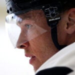 The Bruins training camp continued on Thursday at Warrior Ice Arena. Morgan Geekie takes a breather.