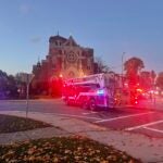 A fire broke out at St. Mary's Church in Franklin on Wednesday, causing a priest's funeral services to be postponed.