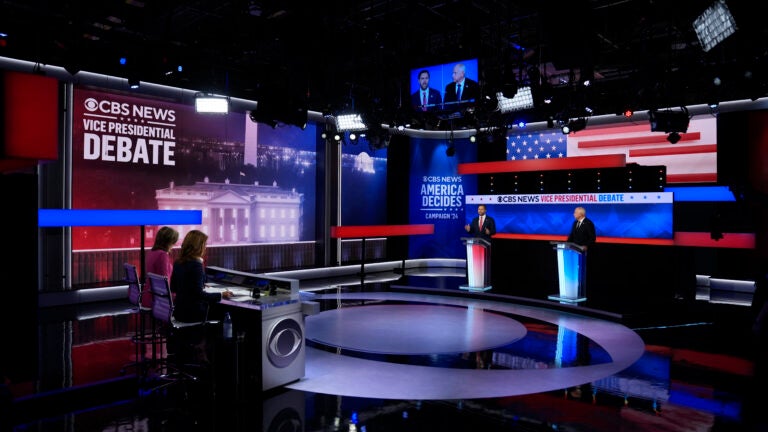 Republican vice presidential nominee Sen. JD Vance, R-Ohio, speaks during a vice presidential debate hosted by CBS News, with Democratic vice presidential candidate Minnesota Gov. Tim Walz, Tuesday, Oct. 1, 2024, in New York.