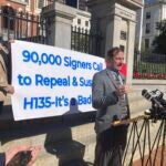 Gun shop owner and 2nd Amendment advocate Toby Leary outside the Massachusetts Statehouse in Boston.