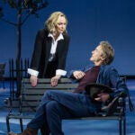 Melora Hardin and Robert Downey Jr. appear during a performance of "McNeal," in New York.