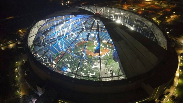 Photos: Hurricane Milton rips off Tropicana Field’s roof