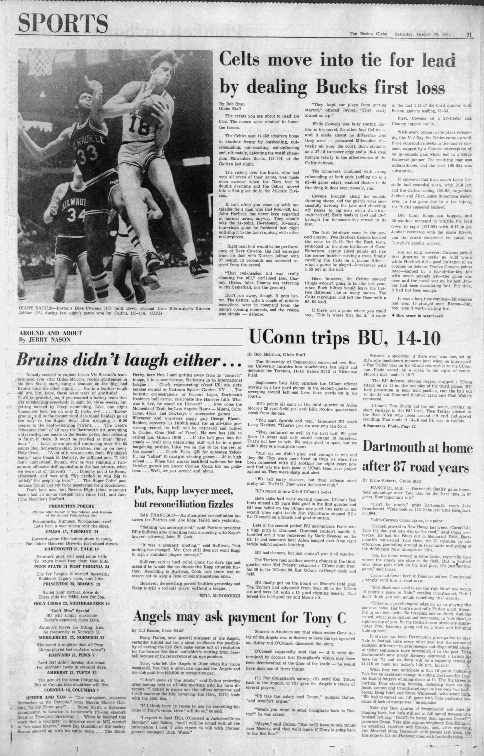 Celtics Bucks Boston Globe 1971