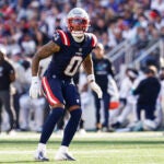 Christian Gonzalez against the Dolphins at Gillette Stadium.