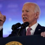 President Joe Biden speaks at a political event in Philadelphia, Tuesday, Oct. 15, 2024.