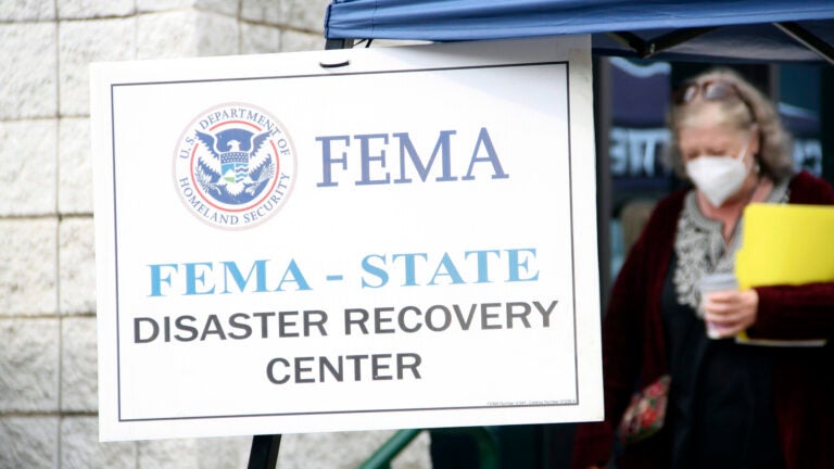 People gather at a FEMA Disaster Recovery Center at A.C. Reynolds High School in Asheville, N.C.,, Tuesday, Oct. 15, 2024.