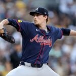 SAN DIEGO, CALIFORNIA - OCTOBER 02: Max Fried #54 of the Atlanta Braves throws a pitch against the San Diego Padres during the first inning in Game Two of the Wild Card Series at Petco Park on October 02, 2024 in San Diego, California.
