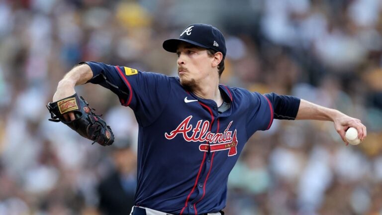 SAN DIEGO, CALIFORNIA - OCTOBER 02: Max Fried #54 of the Atlanta Braves throws a pitch against the San Diego Padres during the first inning in Game Two of the Wild Card Series at Petco Park on October 02, 2024 in San Diego, California.