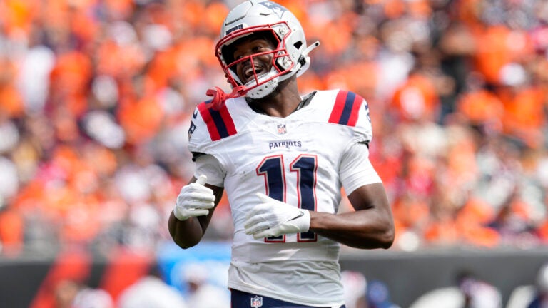 New England Patriots wide receiver Tyquan Thornton (11) plays during an NFL football game against the Cincinnati Bengals Sunday, Sept. 8, 2024, in Cincinnati.