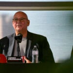 Reds manager Terry Francona speaks at a press conference.