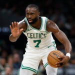 Boston Celtics guard Jaylen Brown (7) in the second quarter at TD Garden.