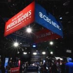 View of the spin room at the CBS Broadcast Center in New York City ahead of the vice presidential debate between US Senator and Republican vice presidential candidate J.D. Vance and Minnesota Governor and Democratic vice presidential candidate Tim Walz on October 1, 2024.