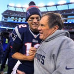 Patriots quarterback Tom Brady and head coach Bill Belichick share a moment as the final seconds tick off the clock in their victory, which gave them their 6th straight AFC East title. The New England Patriots hosted the Miami Dolphins in a regular season NFL game at Gillette Stadium.