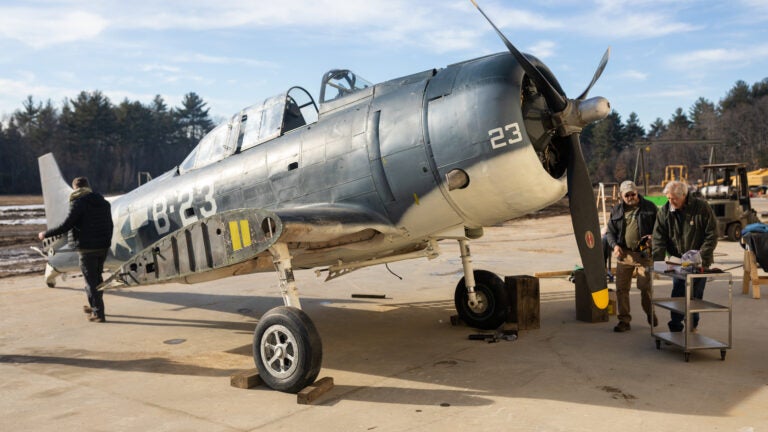 An SBD Dauntless dive bomber at the American Heritage Museum in Hudson, Dec. 29 2022.