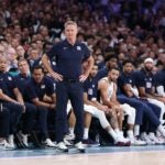 LILLE, FRANCE - JULY 31: Head coach Steve Kerr of Team United States looks on during a Men's Group Phase - Group C game between the United States and South Sudan on day five of the Olympic Games Paris 2024 at Stade Pierre Mauroy on July 31, 2024 in Lille, France.
