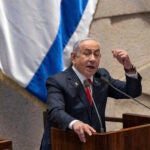 Israel's Prime Minister Benjamin Netanyahu addresses lawmakers.