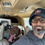 Seuk Kim during a flight.