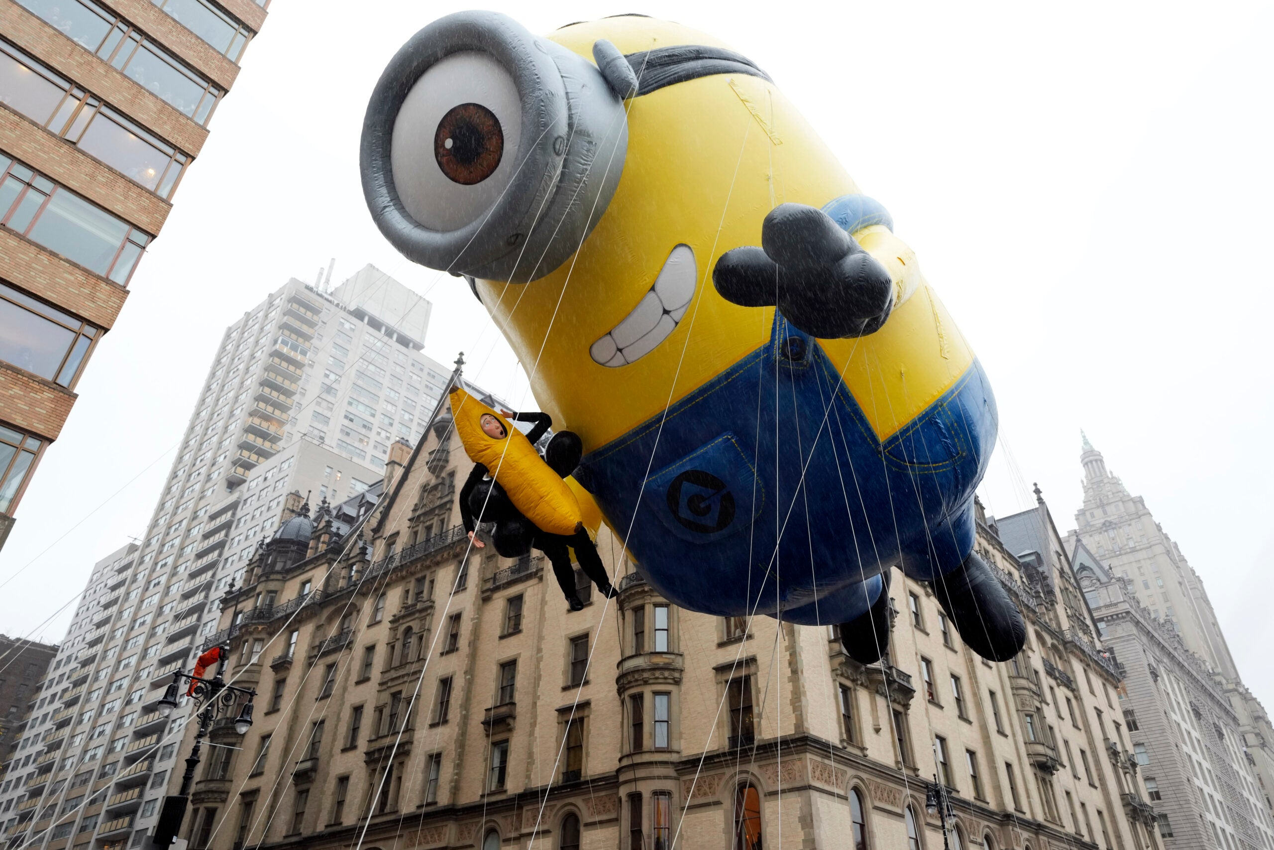 The Stuart the Minion balloon floats.