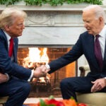 President Joe Biden meets with President-elect Donald Trump in the Oval Office of the White House, Wednesday, Nov. 13, 2024, in Washington.