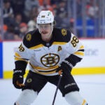 Boston Bruins' David Pastrnak plays during an NHL hockey game, Saturday, Nov. 2, 2024, in Philadelphia.