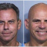 FILE - This combination of two booking photos provided by the California Department of Corrections shows Erik Menendez, left, and Lyle Menendez.