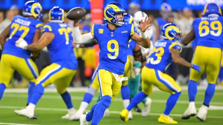 Matthew Stafford passes during a game against the Dolphins.